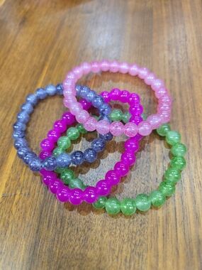 Artisan Colorful Stackable Stretch Bracelets 4pc Combo Celestial Gift Pouch